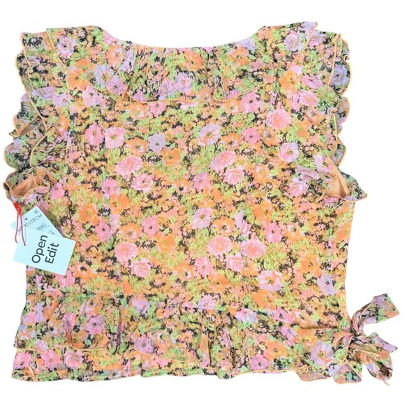 NWT Women's OPEN‎ EDIT Nordstrom Ruffle Sleeveless Crop Top | Size Large - Picture 3 of 9